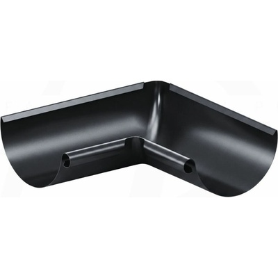 Krop Roh/kút polkruhového žľabu 90° oceľový vnútorný 280 mm systém 130 RAL 9005 Čierna