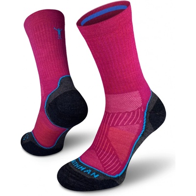 Northman Trek Silver Merino Light Antibakteriální Turistické Merino ponožky Růžová