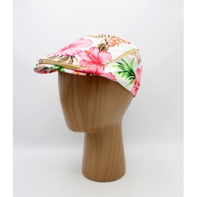 Fiebig Headwear since 1903 letní bílá bavlněná bekovka s tropickým vzorem