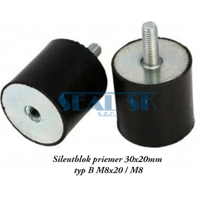 Silentblok priemer 30x20mm typ B M8x20 / M8