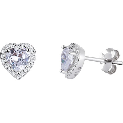 Preciosa pôvabné strieborné náušnice srdiečka so zirkónmi Velvet Heart 5371 00