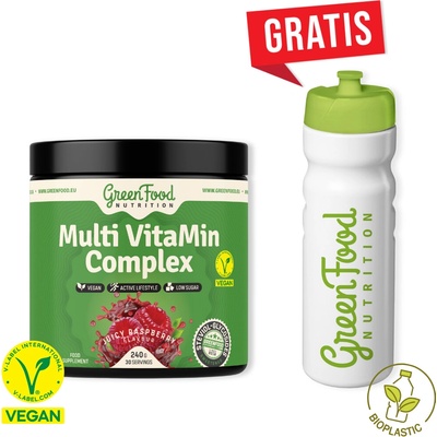 GreenFood Nutrition Multi VitaMin Complex 240 g + Ekologická fľaša Malina