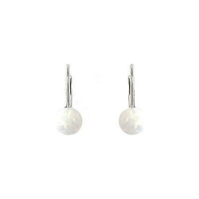 INFINITYSILVER Stříbrné náušnice s bílými opály 6mm na patent 436506Bp