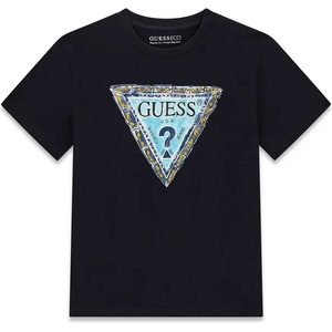 GUESS Тъмно синя тениска със синьо-жълто лого Guess за момче