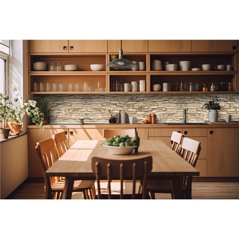 DIMEX ART s. r. o Фототапет за кухня - бежова естествена облицовка 420 x 60 см