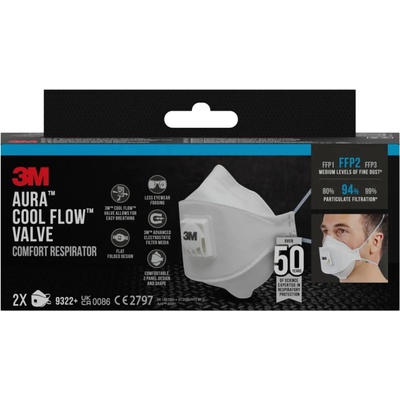 3M Aura 9322-2 Respirátor FFP2 s ventilem 2 ks