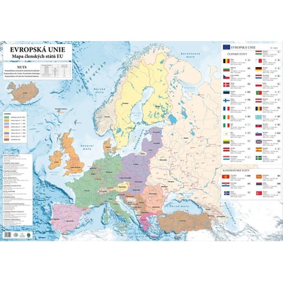 Evropská unie - nástěnná mapa 160 x 120 cm, lamino + 2 lišty