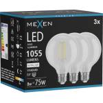 Mexen Vintis 3x LED нишкова крушка E27, G95, 8W, Неутрална - 4000K, 1055 lm, прозрачна (L157-E27-0840-00x03)