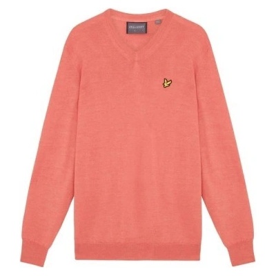 Lyle and Scott pánsky golfový sveter V Neck Merino oranžová