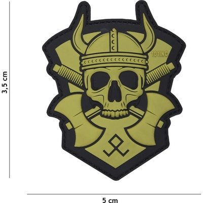 Gumová nášivka 101 Inc Viking Hatchet - olivová