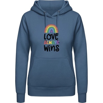 AWDis Dúhová mikina s Nápisom Love Always Wins Letecká modrá