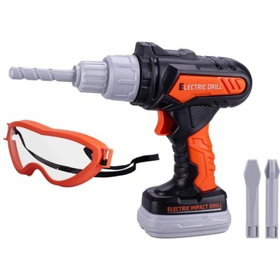 Mikro Ударна бормашина 20см на батерии със звук + очила 14, 5см и 2 свредла