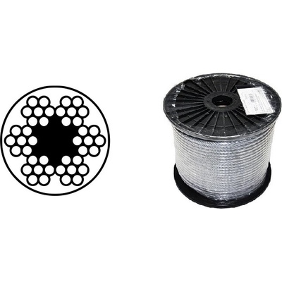 Lano oceľové 6x7M-FC, PVC číre, malá cievka, 6/8mm, Zn