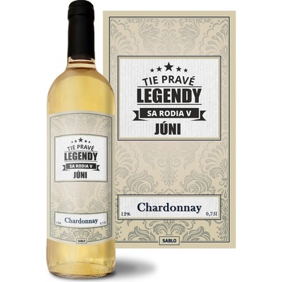 Sablio Tie pravé legendy sa rodia v júni Chardonnay biele suché víno 12 % 0,75 l (čistá fľaša)