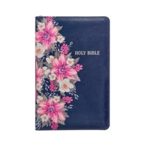 KJV Holy Bible Standard Size Faux Leather Red Letter Edition - Thumb Index & Ribbon Marker, King James Version, Blue Floral, Zipper Closure (ISBN: 9781642728699)
