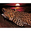 Maľovanie podľa čísiel Leopard pri západe slnka