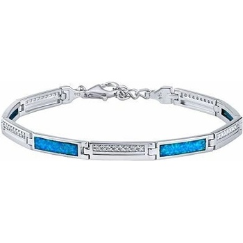Silvego Strieborný náramok Joanna so syntetickým modrým opálom a čírymi Brilliance Zirconia 5 mm KRM06800BB