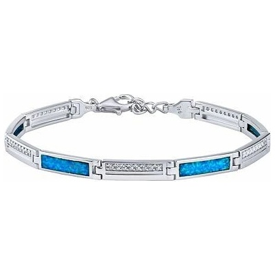 Silvego Strieborný náramok Joanna so syntetickým modrým opálom a čírymi Brilliance Zirconia 5 mm KRM06800BB
