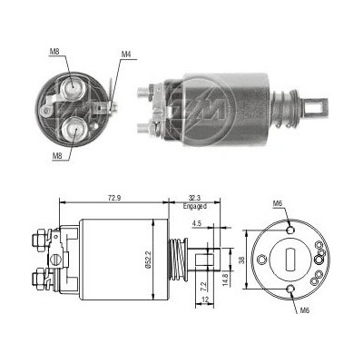 Spínač startéru S13-28 Hitachi 2130-6700
