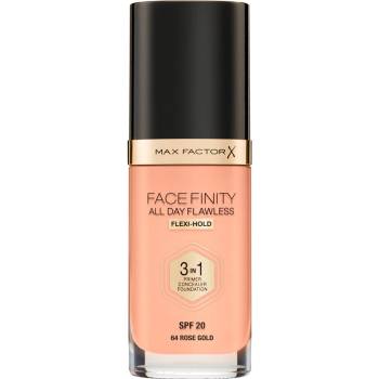 MAX Factor Facefinity All Day Flawless дълготраен фон дьо тен SPF 20 цвят 64 Rose Gold 30ml