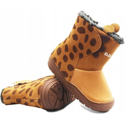 D.D.Step dětské kozačky z přírodní kůže oranžové