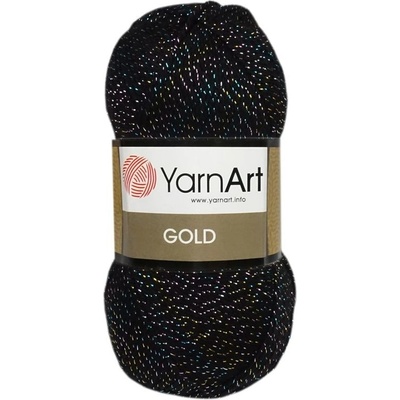YarnArt Gold 9034 čierna farebné metalické vlákna