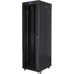 Lanberg Комуникационен шкаф Lanberg rack cabinet 19" free-standing 42U/600x800 (flat pack) with glass door lcd black v2 (FF01-6842-12BL)