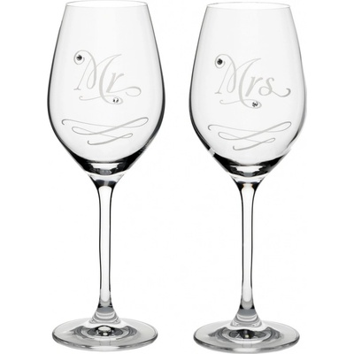 RONA sklenice na víno Mr. & Mrs. s krystaly Swarovski 2 x 360 ml