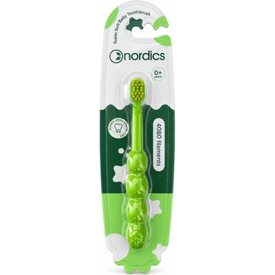 Nordics Oral Care Detská zubná kefka Super soft premium 0-2 rokov Zelená