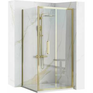 Rea Квадратна душ кабина със сгъваеми врати златна Rea Rapid Fold 80x80 см (5902557395934)