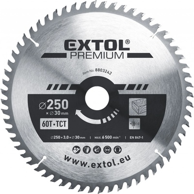 EXTOL PREMIUM 8803242 kotouč pilový s SK plátky, O 250x3,0x30mm, 60T