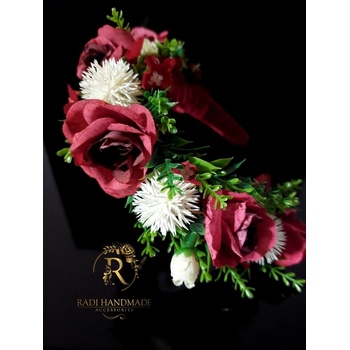 Image 1 of Radi handmade Широка диадема с винени рози (576)