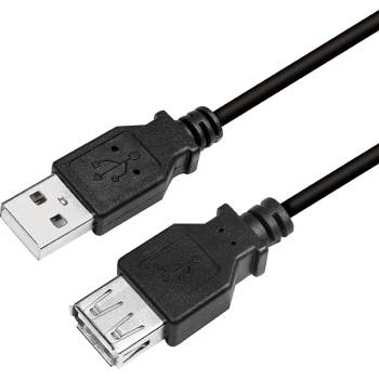 LogiLink USB 2.0 кабел USB-A/M - USB-A/F, черен, 2 м (CU0010B)