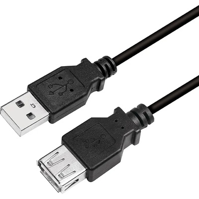 LogiLink USB 2.0 кабел USB-A/M - USB-A/F, черен, 2 м (CU0010B)