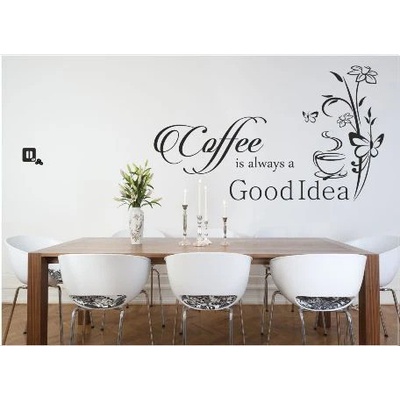 Prehozynapostel Nálepka na stenu do kuchyne s textom Coffee is always a good idea 60 x 120 cm KMS1181_60X120