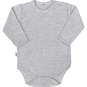 NEW BABY Dojčenské body celorozopínacie New Baby Classic II sivé s hviezdičkami Sivá