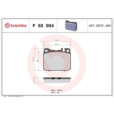 Sada brzdových platničiek kotúčovej brzdy BREMBO P 50 004