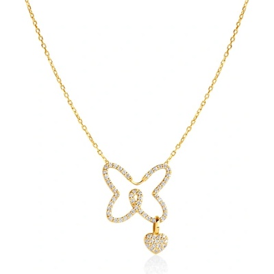 SAVICKI Колие с пеперуда. сърце: злато. диаманти