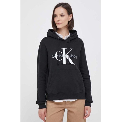 Calvin Klein Памучен суичър Calvin Klein Jeans в черно с качулка принт J20J219141 (J20J219141)