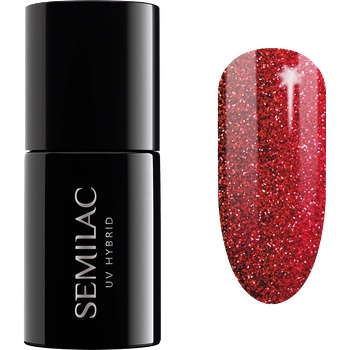Semilac 318 Uv Gel Polish Burgundy Red Glitter Гел лак 7ml