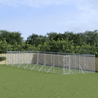 vidaXL Venkovní psí kotec stříbrný 400 x 1600 x 200 cm
