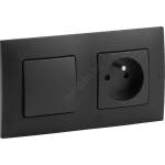 Legrand - Домашна розетка и еднополюсен ключ № 1 с рамка NILOE 250V черен (LR0001A)