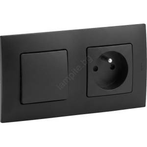 Legrand - Домашна розетка и еднополюсен ключ № 1 с рамка NILOE 250V черен (LR0001A)