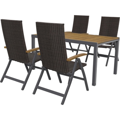 LIVARNO home Sada hliníkového zahradního nábytku s rozkládacím stolem a křesly Valencia, 5dílná, hnědá