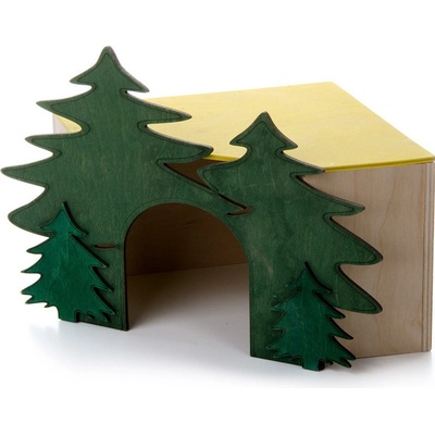 JK ANIMALS Dřevěný domek JK rohový les pro králíky č.3 20 x 20 x 19 cm