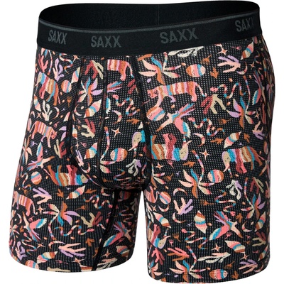 Saxx Мъжко синтетично термобельо Saxx Quest Quick-Dry Mesh Boxer Brief Fly Synthetic base layer - Adobe Zoo / Black (014-2478-0312)