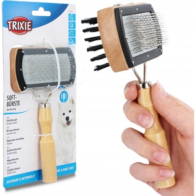 Trixie kartáč oboustranný dřevěný hranatý s kuličkami 10 x 18 cm – Zbozi.Blesk.cz