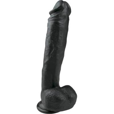 Easytoys přísavkový velký dildo s varlaty 26,5 cm černý