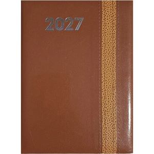ALISCA Дневник за срокове ALISCA Rebel, с шевове, формат A/5, ежедневен, бял, с кафяви страници, 2027 (260601/VB)