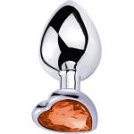 Sensual Метално дилдо Butt Plug "SILVER HEART ORANGE" 8 см. Размер-M